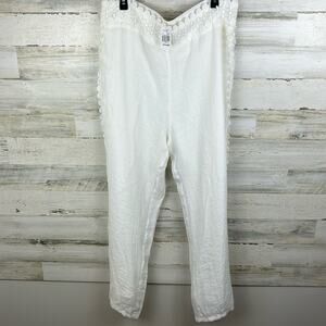 Krazy Kat womens plus 2XL lined boho white lace wide leg pants lightweight